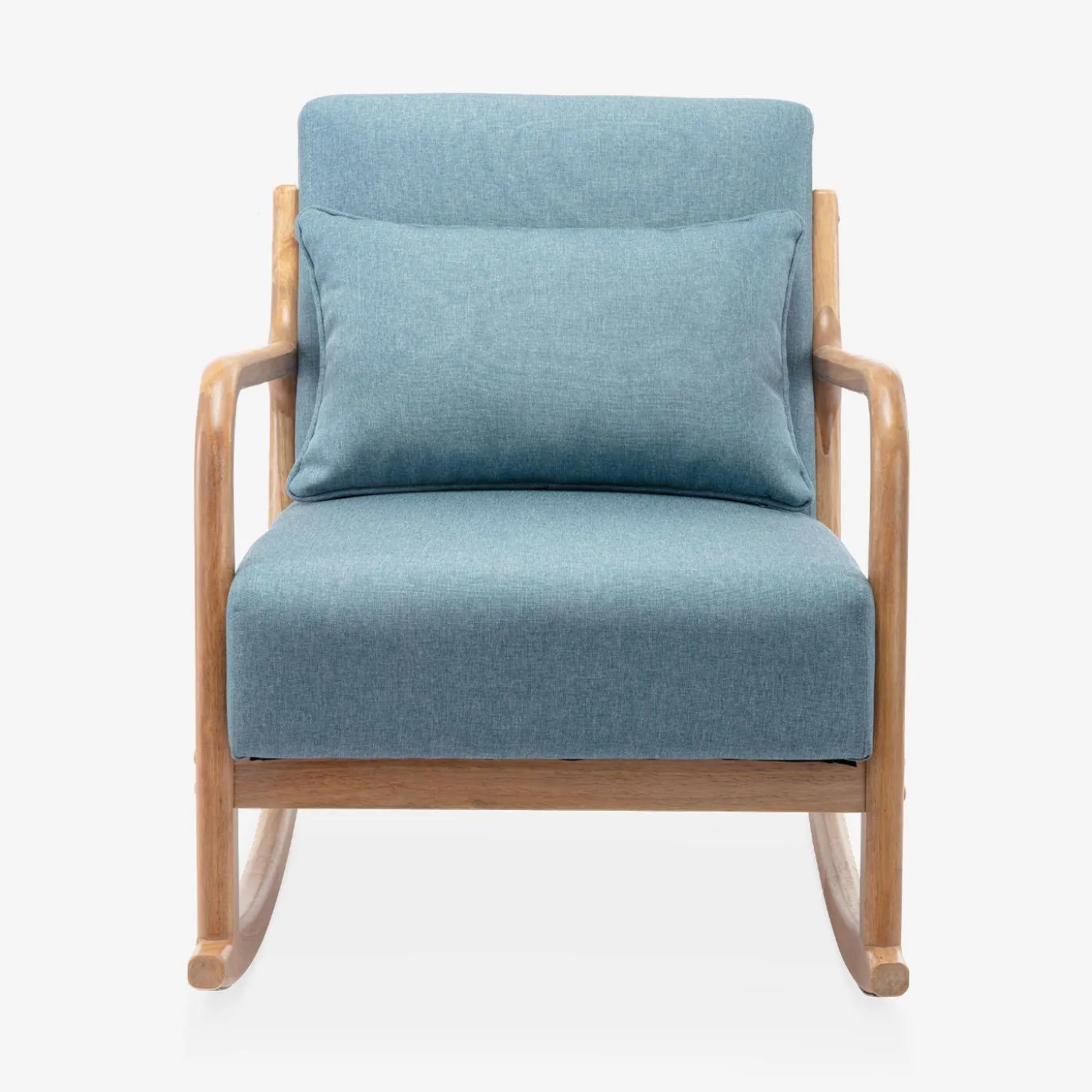 Scandinavische schommelstoel van hout en stof