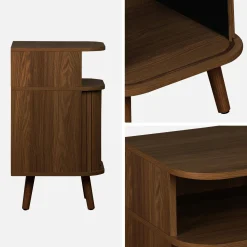 Scandinavisch nachtkastje houtdecor 2 schuifdeuren