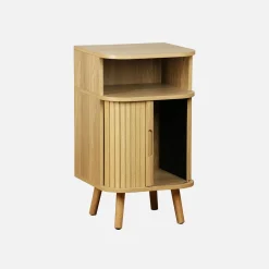 Scandinavisch nachtkastje houtdecor 2 schuifdeuren