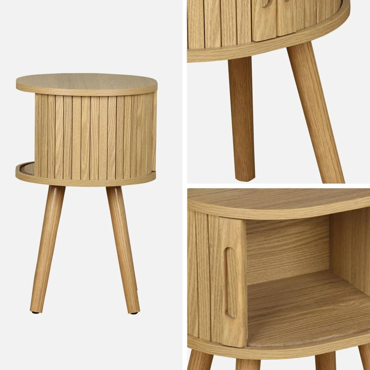 Scandinavisch nachtkastje houtdecor met 2 schuifdeuren