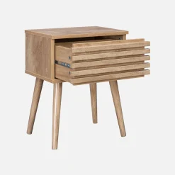 Scandinavisch nachtkastje in gegroefd houtdecor