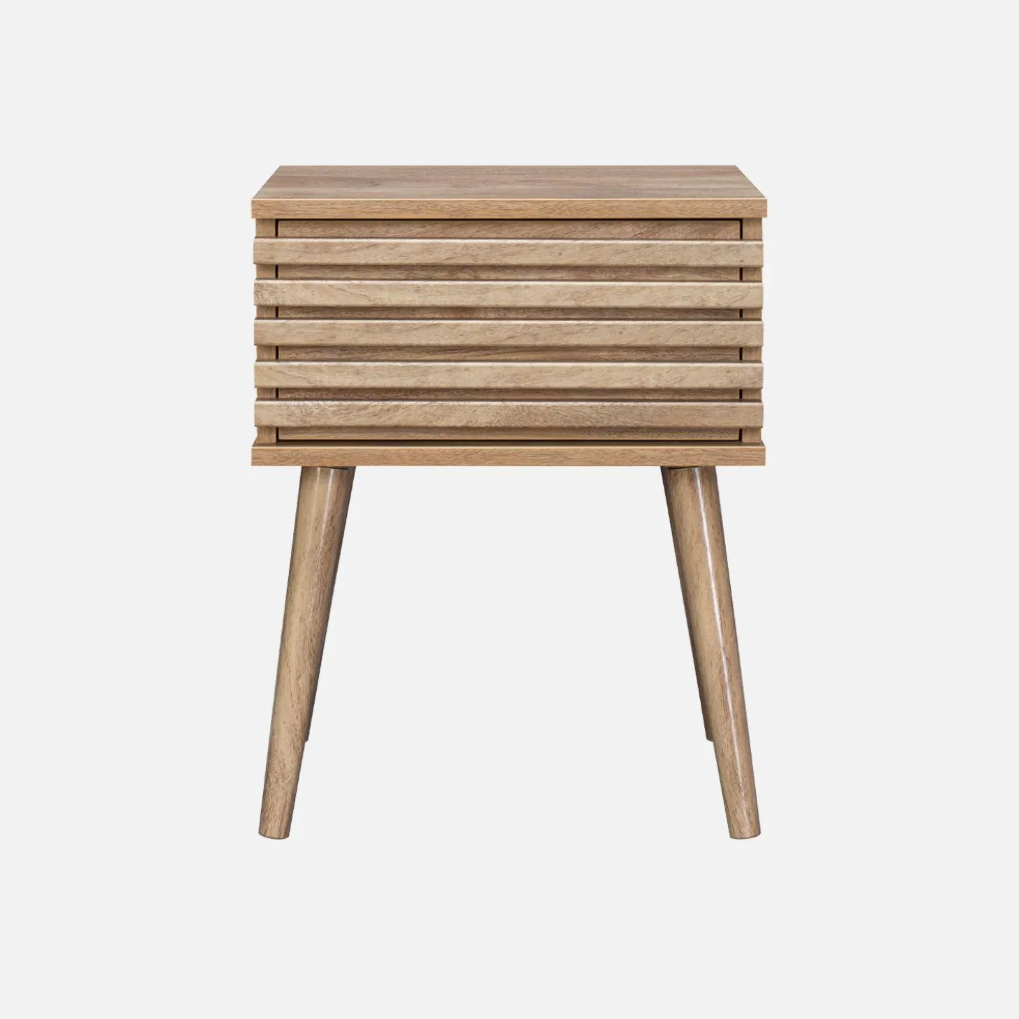 Scandinavisch nachtkastje in gegroefd houtdecor