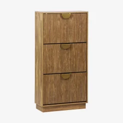 Schoenenkast 3 kleplades gegroefd mangohouteffect 60cm