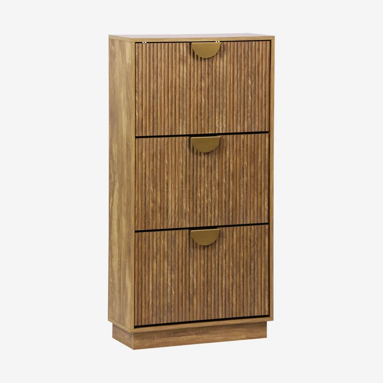 Schoenenkast 3 kleplades gegroefd mangohouteffect 60cm