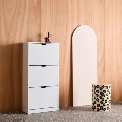 Schoenenkast 3 kleplades houtdecor 60cm