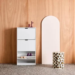 Schoenenkast 3 kleplades houtdecor 60cm