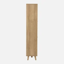 Schoenenkast 3 kleplades houtlook en rotan 75cm