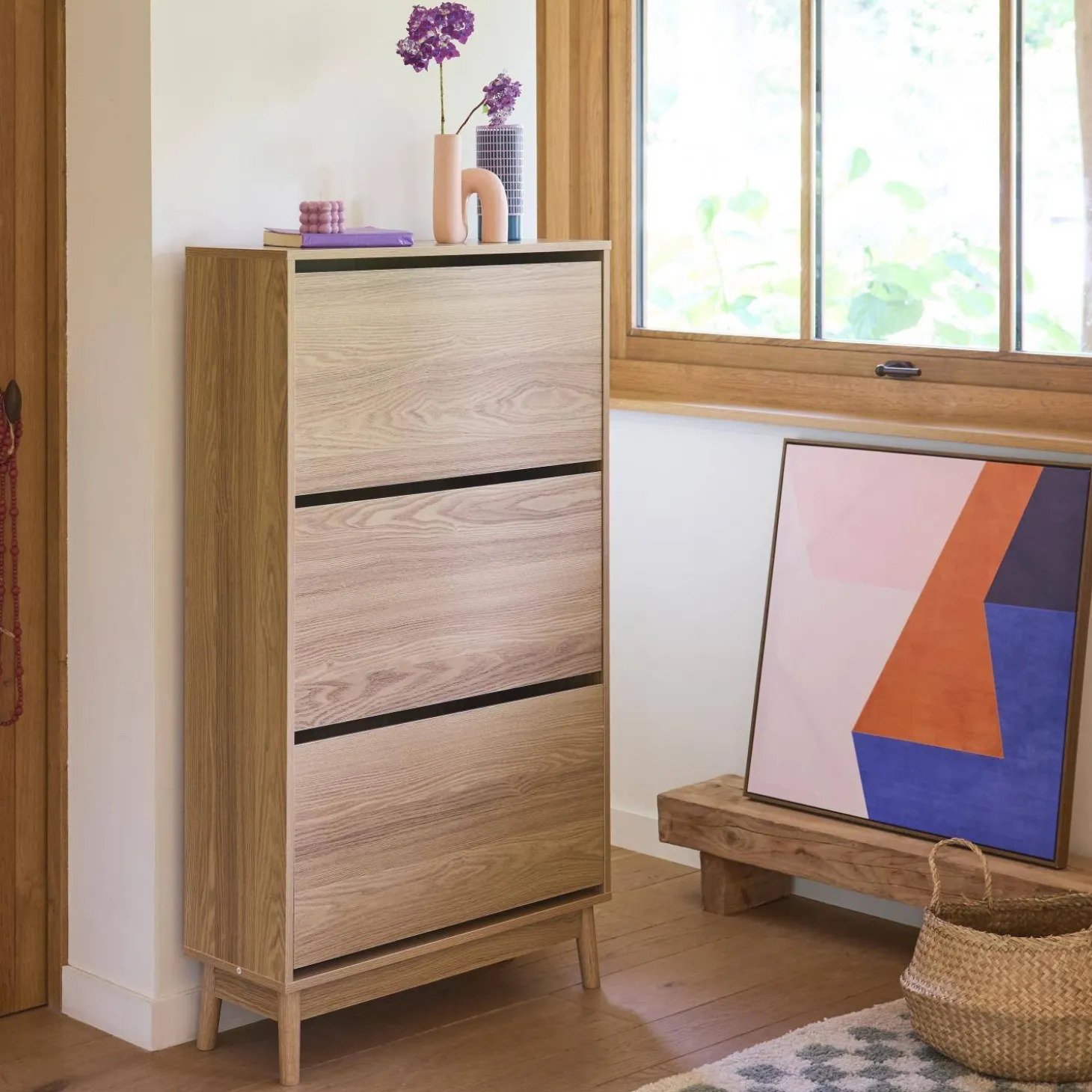 Schoenenkast met 3 kleplades 75cm