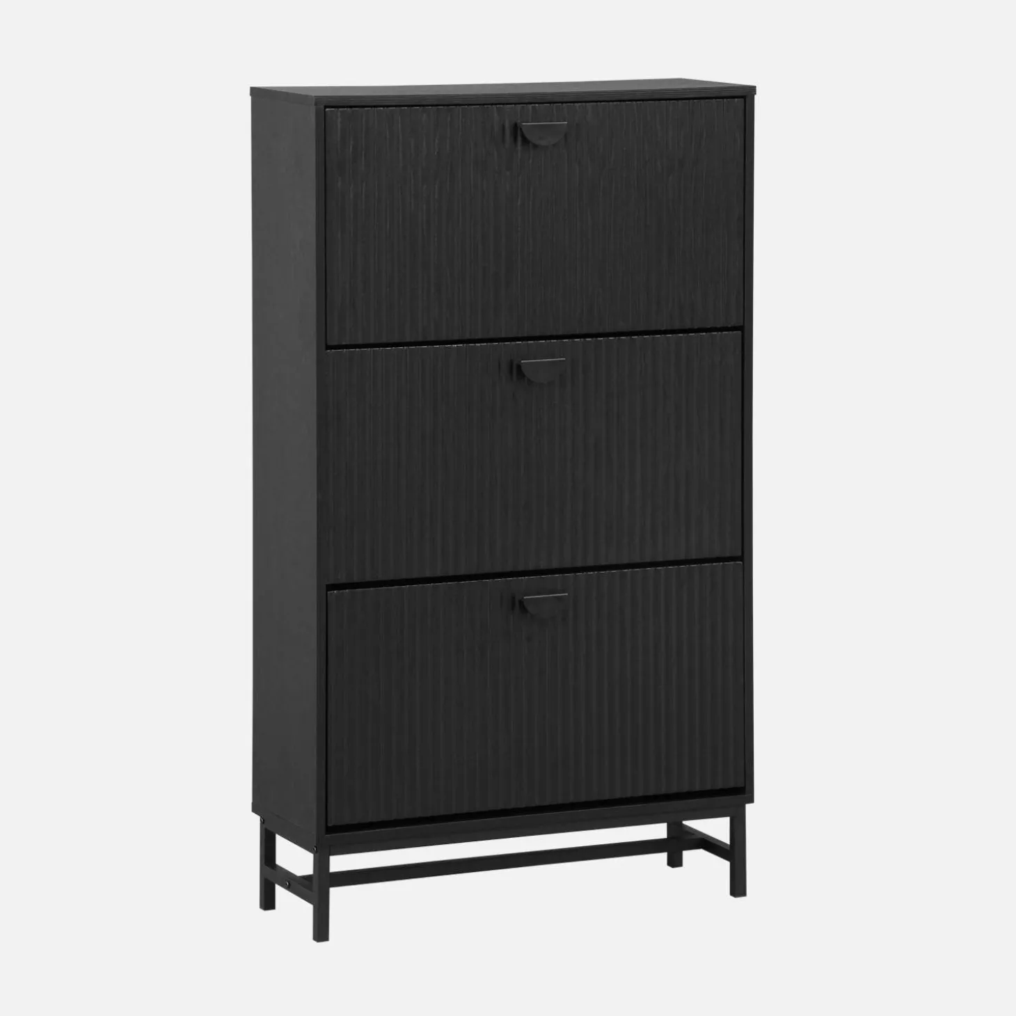 Schoenenkast met 3 kleplades gegroefd houteffect 75cm