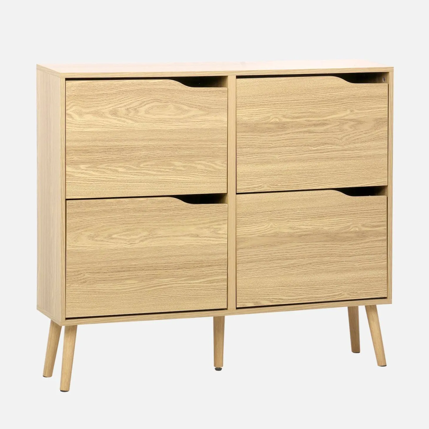 Schoenenkast met 4 kleplades houtdecor 110cm