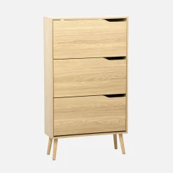 Schoenenkast met 3 kleplades houtdecor 75cm