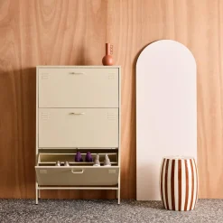 Schoenenkast met 3 kleplades metaal industrieel 80cm