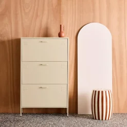 Schoenenkast met 3 kleplades metaal industrieel 80cm