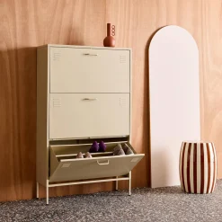 Schoenenkast met 3 kleplades metaal industrieel 80cm