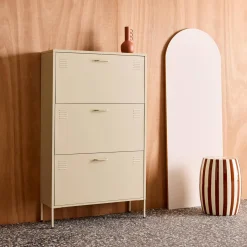 Schoenenkast met 3 kleplades metaal industrieel 80cm