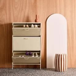 Schoenenkast met 3 kleplades metaal industrieel 80cm