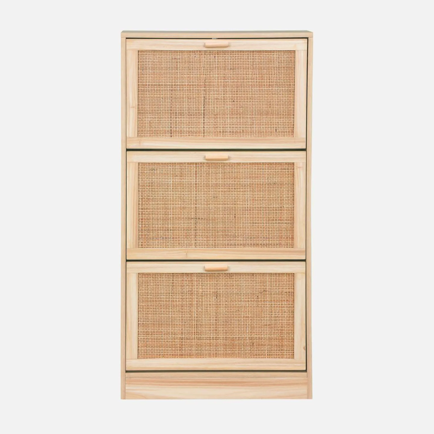 Schoenenkast met 3 kleplades rotan en houteffect 60cm