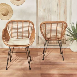 Set stoelen met bamboe-effect