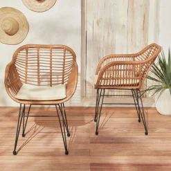 Set stoelen met bamboe-effect