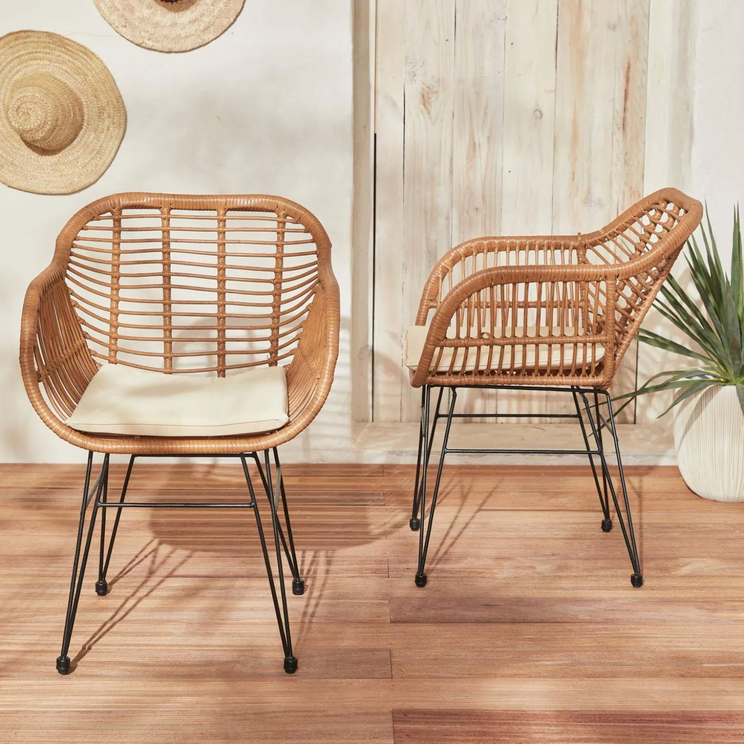 Set stoelen met bamboe-effect