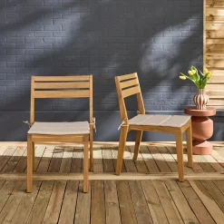 Set van 2 acaciahouten tuinstoelen met kussen