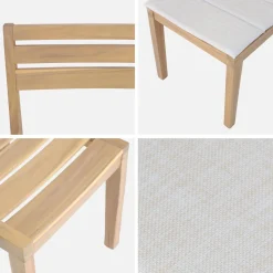 Set van 2 acaciahouten tuinstoelen met kussen