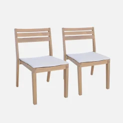 Set van 2 acaciahouten tuinstoelen met kussen