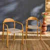 Set van 2 acacia houten tuinstoelen, zitting in kunststof