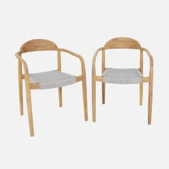 Set van 2 acacia houten tuinstoelen, zitting in kunststof
