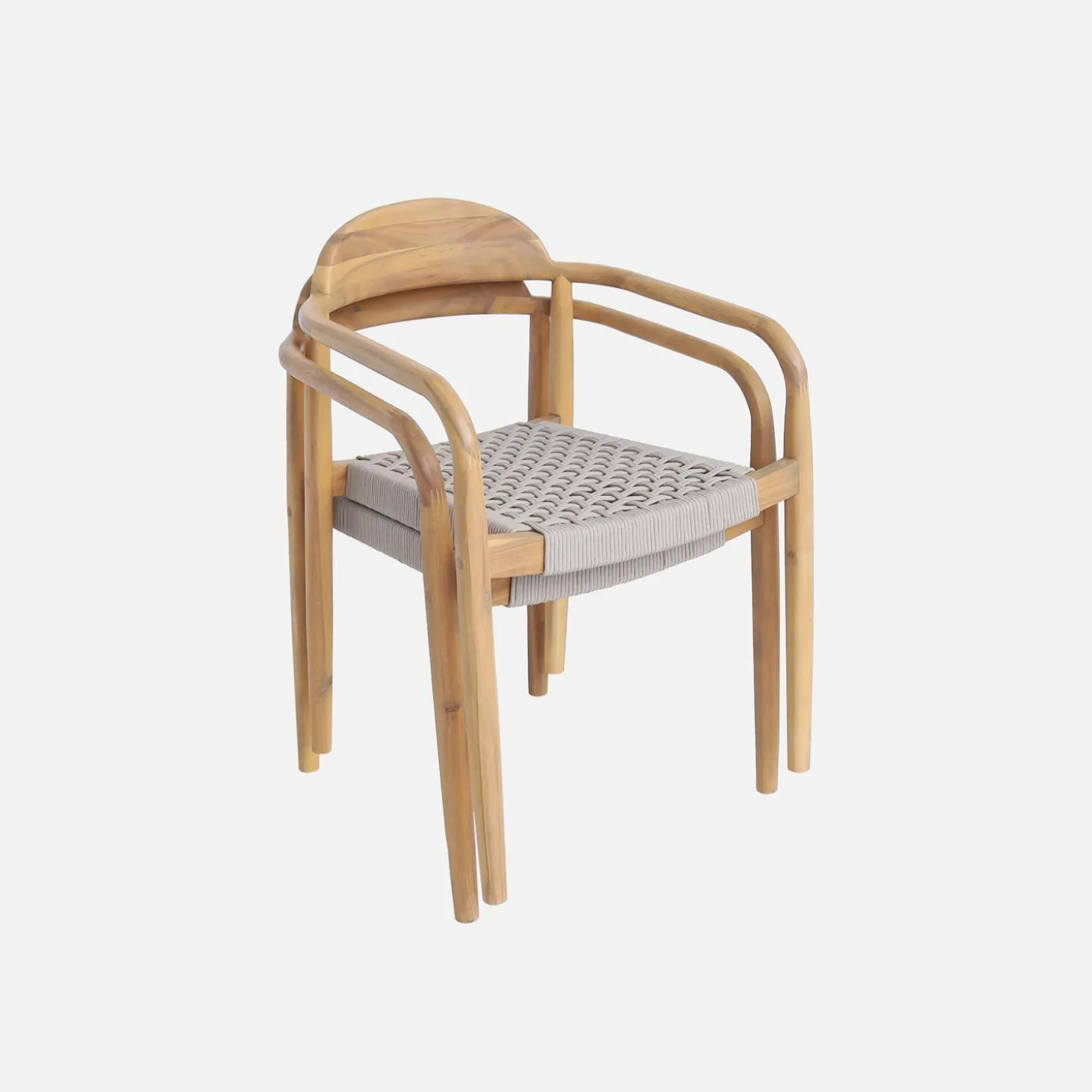 Set van 2 acacia houten tuinstoelen, zitting in kunststof