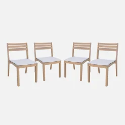 Set van 4 acaciahouten tuinstoelen met kussen