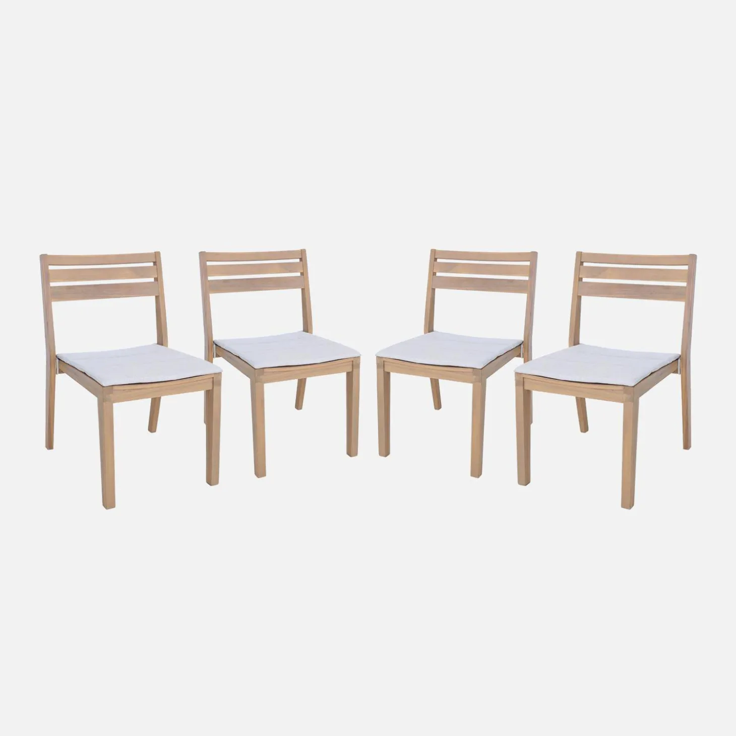 Set van 4 acaciahouten tuinstoelen met kussen