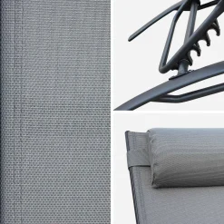 Set van 2 aluminium en textileen ligbedden