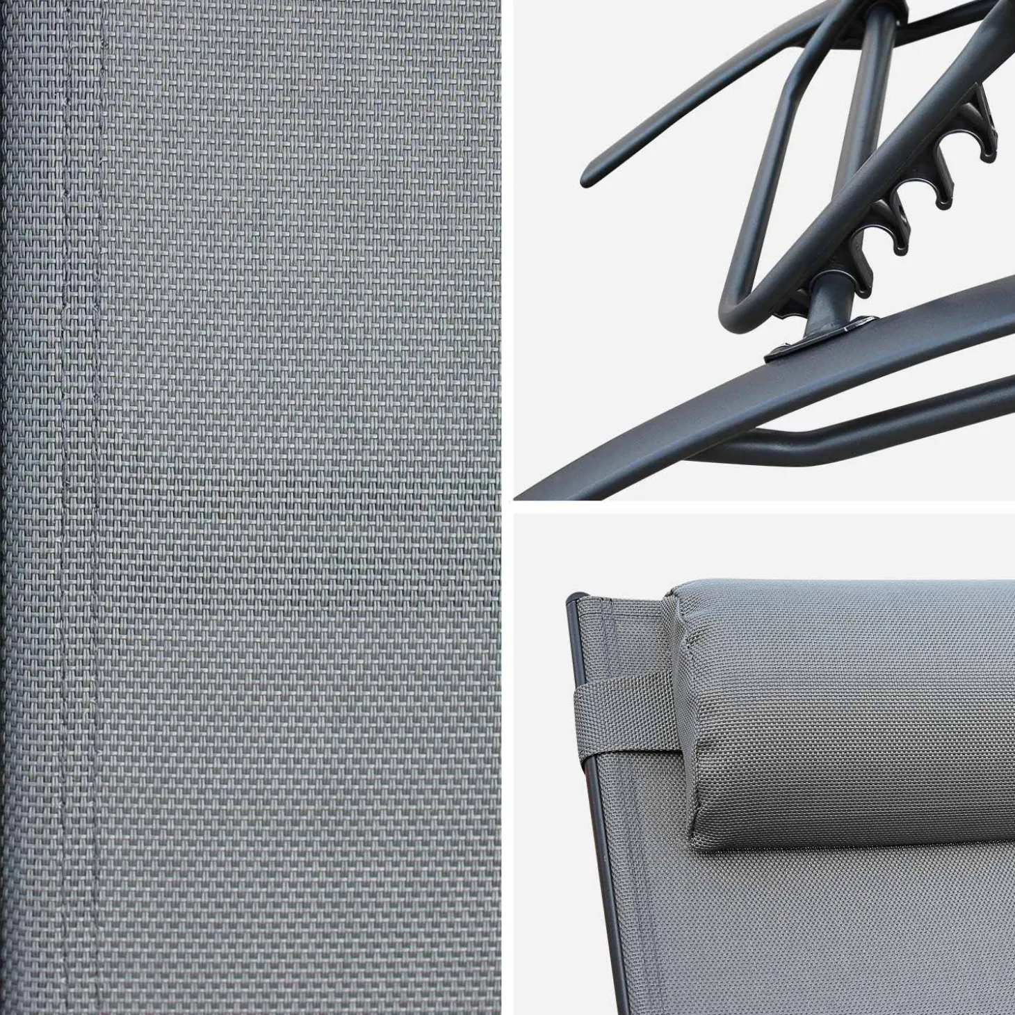 Set van 2 aluminium en textileen ligbedden