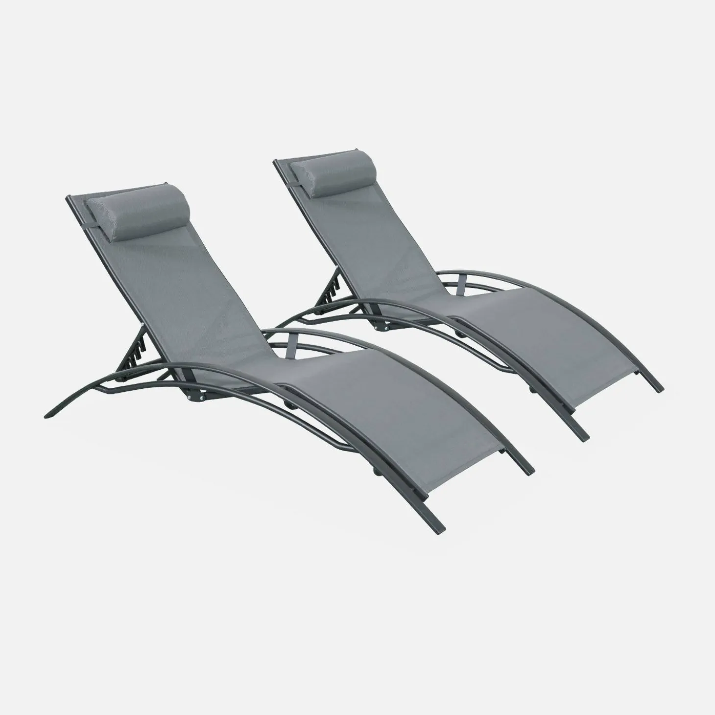 Set van 2 aluminium en textileen ligbedden