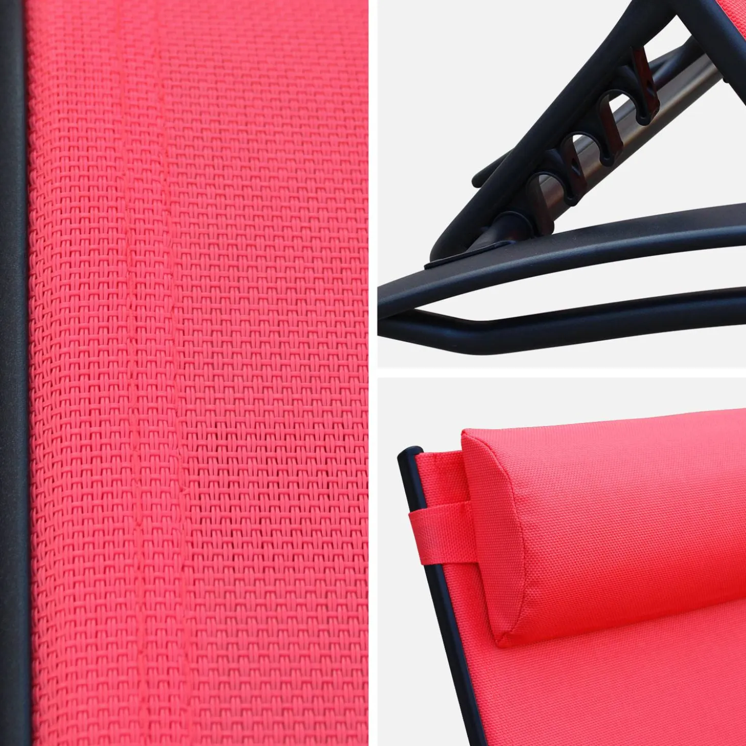 Set van 2 aluminium en textileen ligbedden