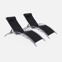Set van 2 aluminium en textileen ligbedden
