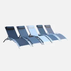 Set van 2 aluminium en textileen ligbedden