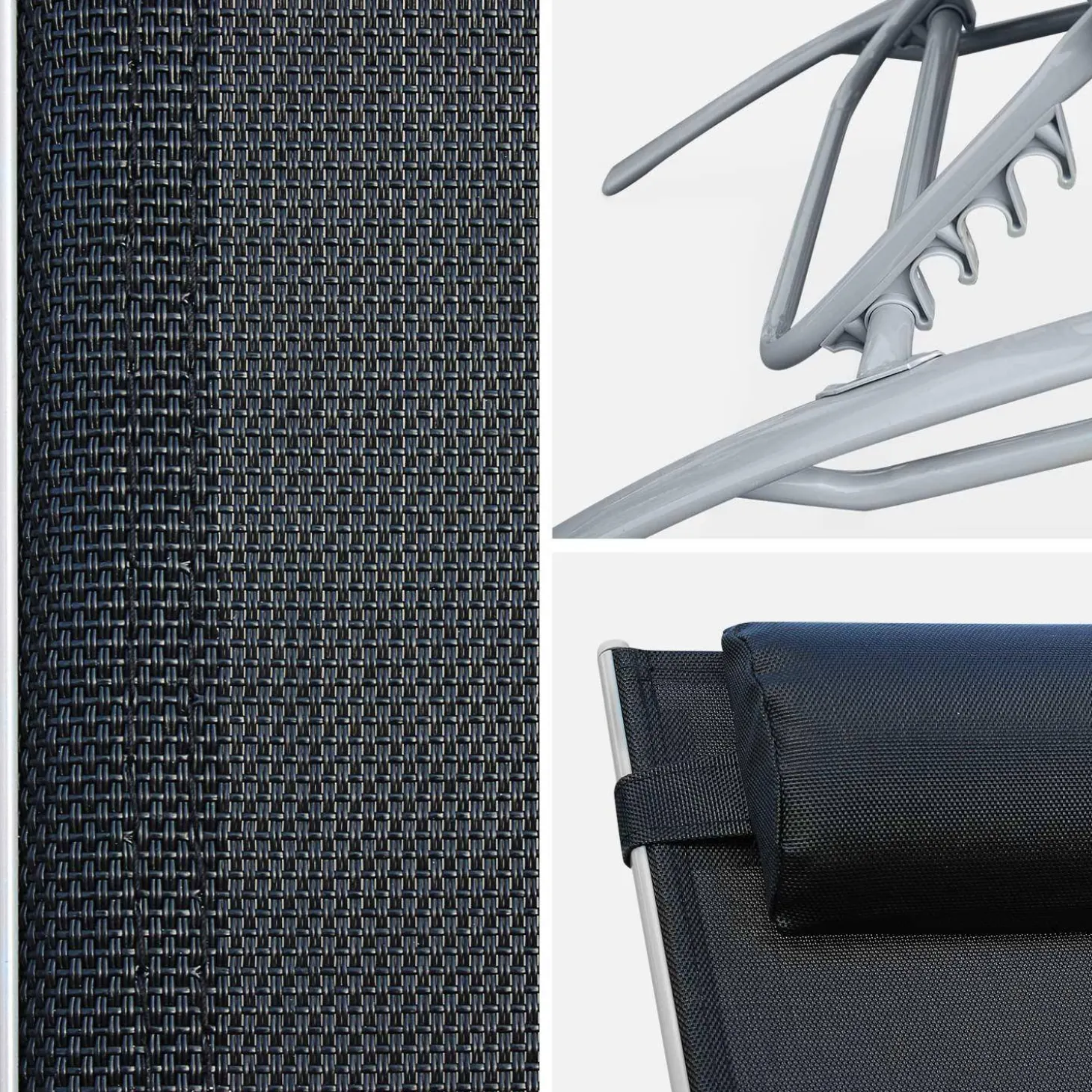Set van 2 aluminium en textileen ligbedden