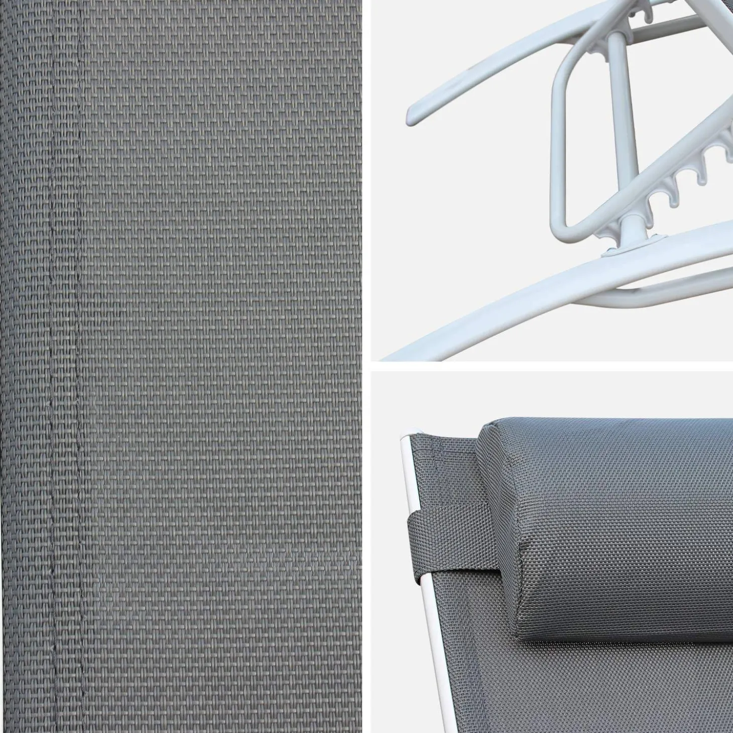 Set van 2 aluminium en textileen ligbedden