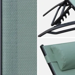 Set van 2 aluminium en textileen ligbedden