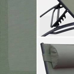 Set van 2 aluminium en textileen ligbedden