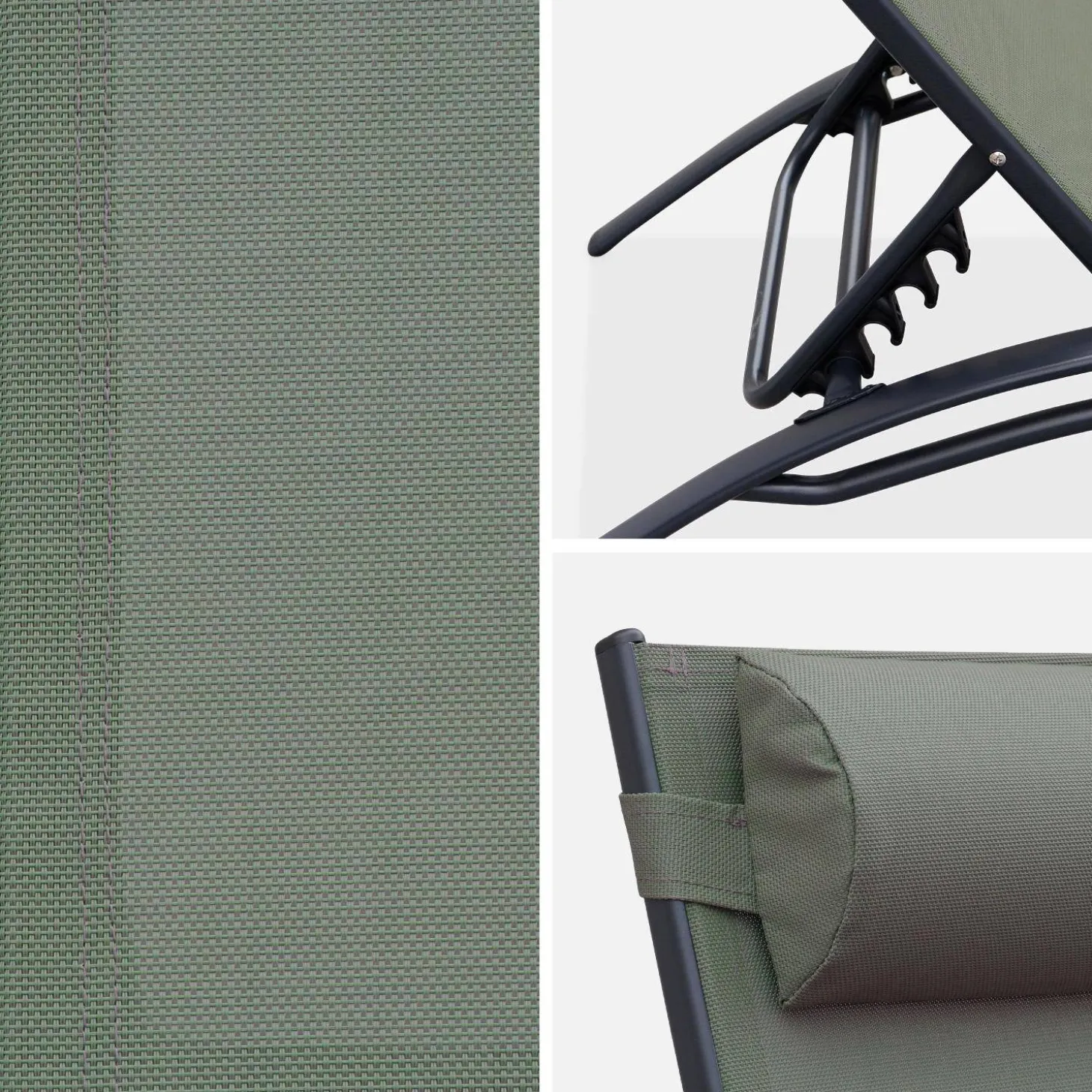Set van 2 aluminium en textileen ligbedden