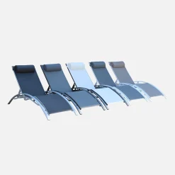 Set van 2 aluminium en textileen ligbedden