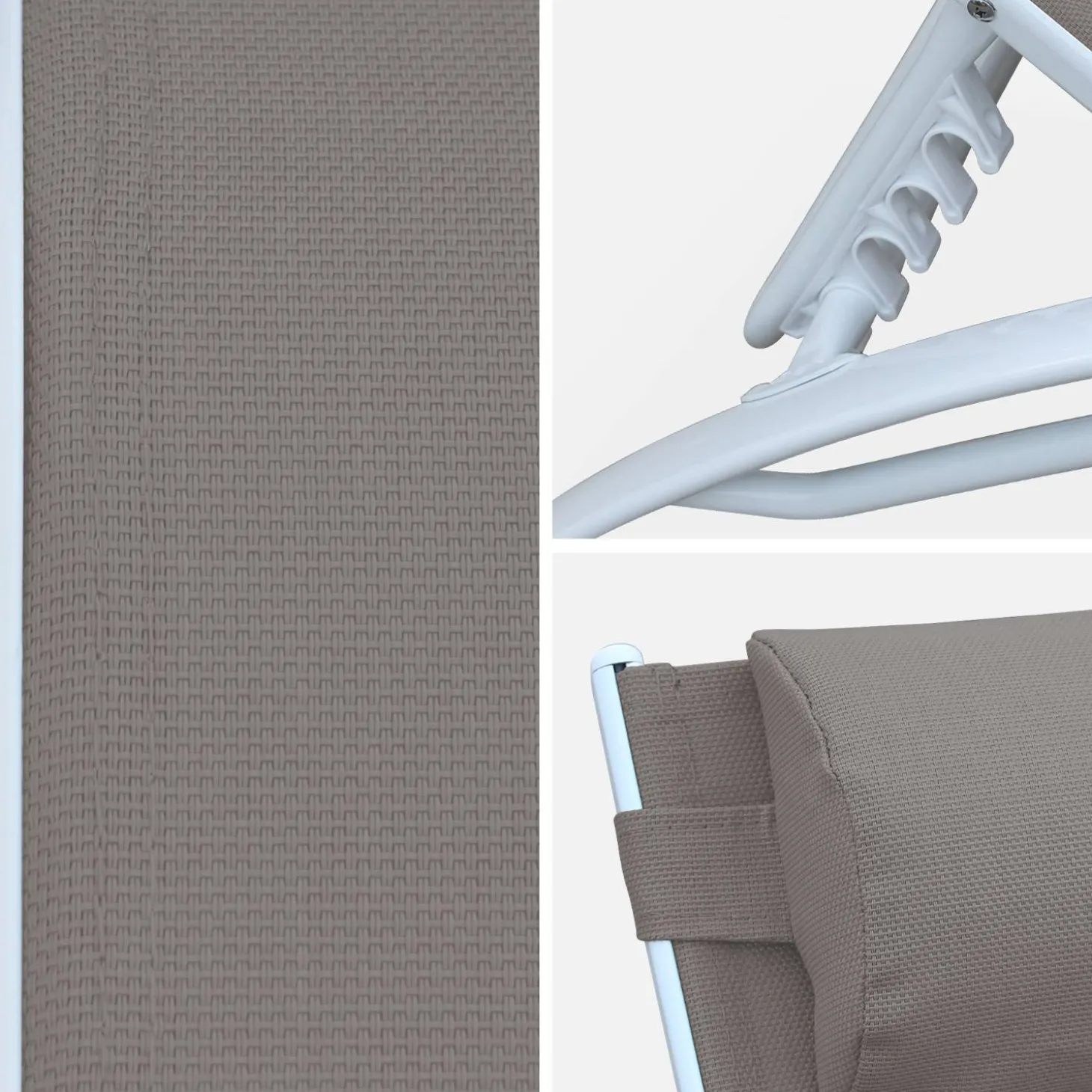 Set van 2 aluminium en textileen ligbedden
