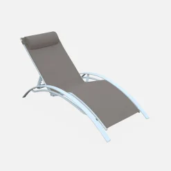 Set van 2 aluminium en textileen ligbedden