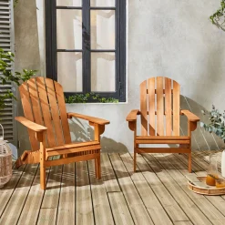Set van 2 eucalyptus houten tuinstoelen, 89x73,5x94cm