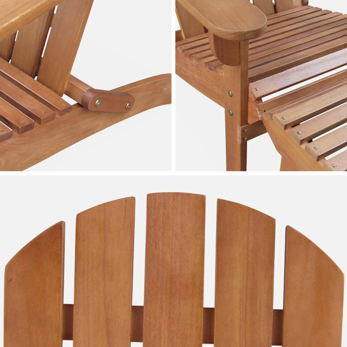 Set van 2 eucalyptus houten tuinstoelen met tafel, 89x73,5x94cm