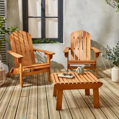 Set van 2 eucalyptus houten tuinstoelen met tafel, 89x73,5x94cm