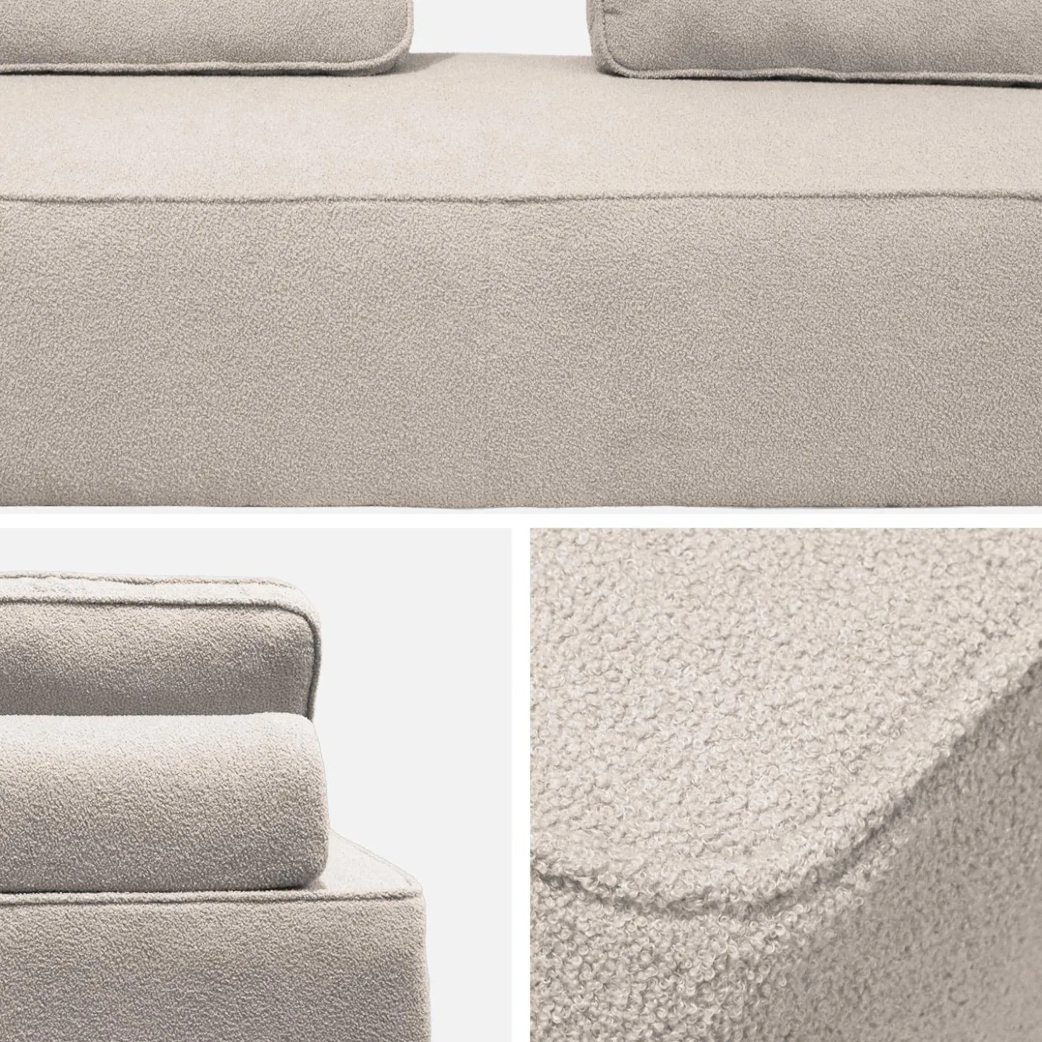 Set van 2 fauteuils met elk 2 zitplaatsen voor modulaire bank bouclé